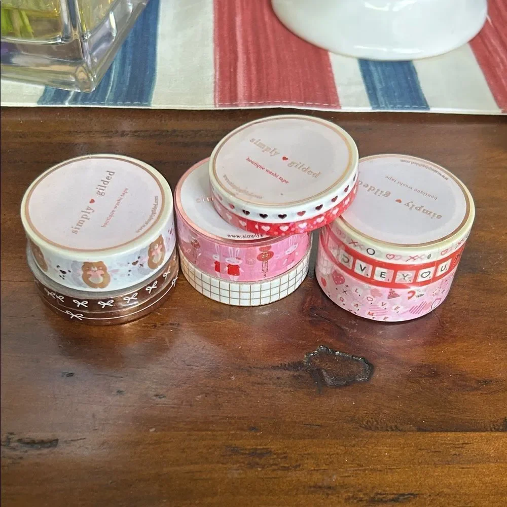 Simply Gilded 10 Washi tapes NEW pink and Red brown colors bundle